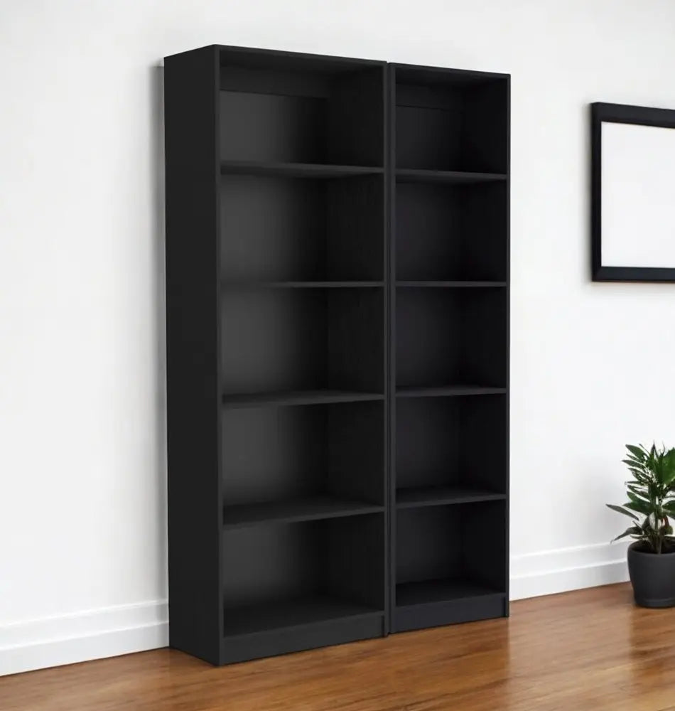 71" Black Five Tier Bookcase HomeRoots
