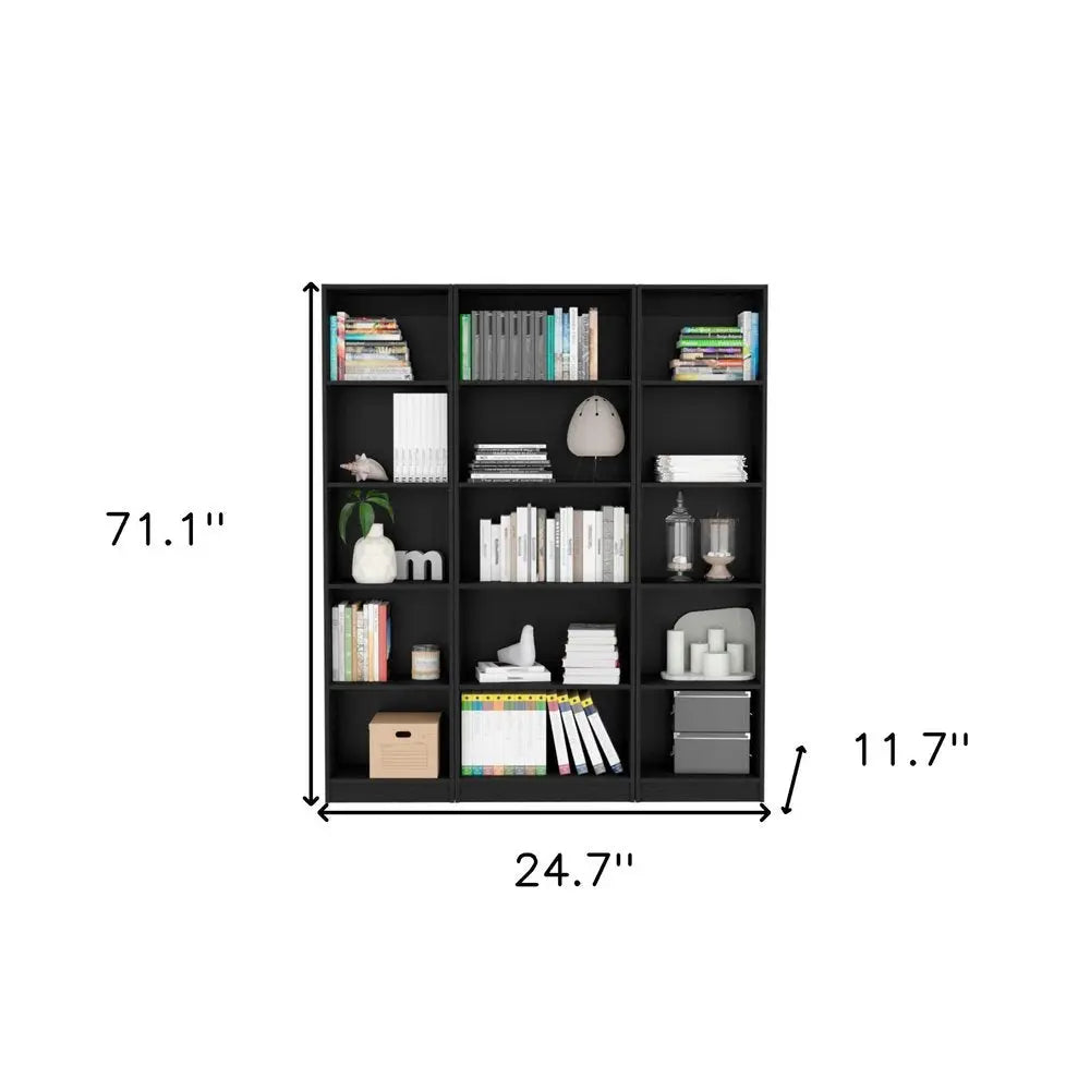71" Black Five Tier Bookcase HomeRoots