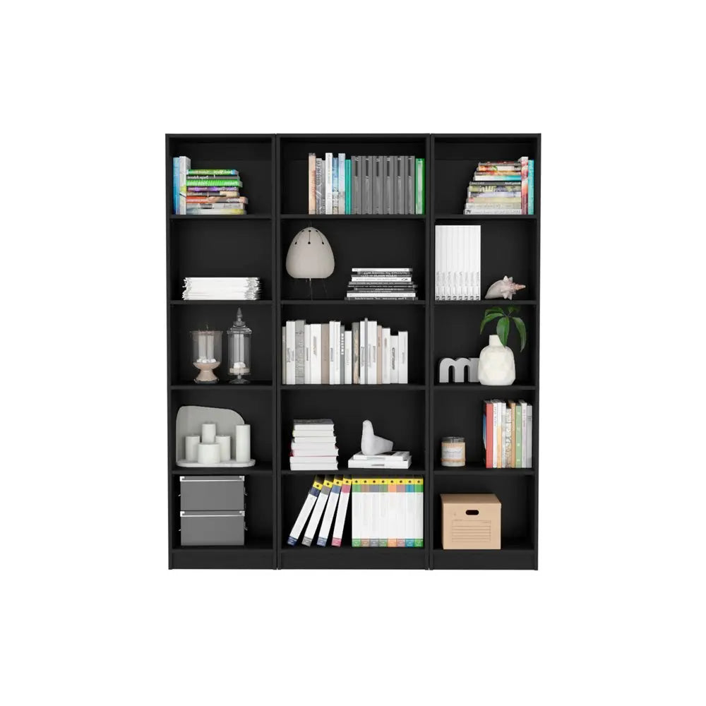 71" Black Five Tier Bookcase HomeRoots