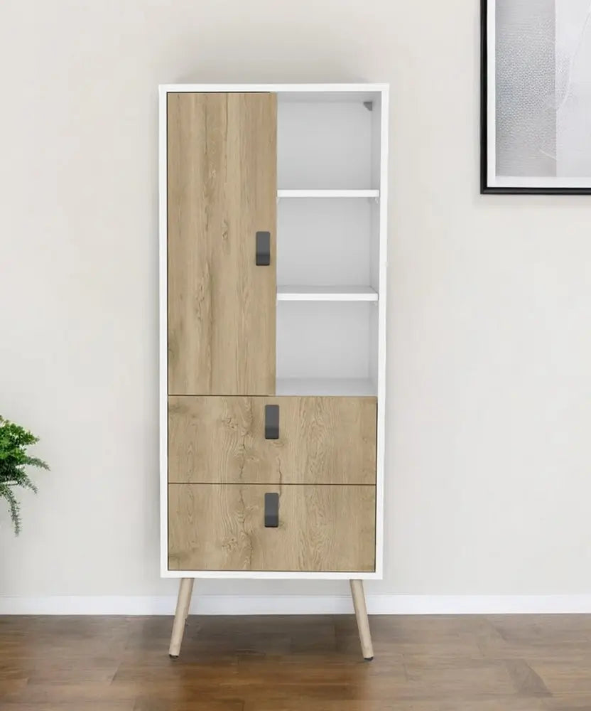 20" White and Natural Two Drawer Chest HomeRoots