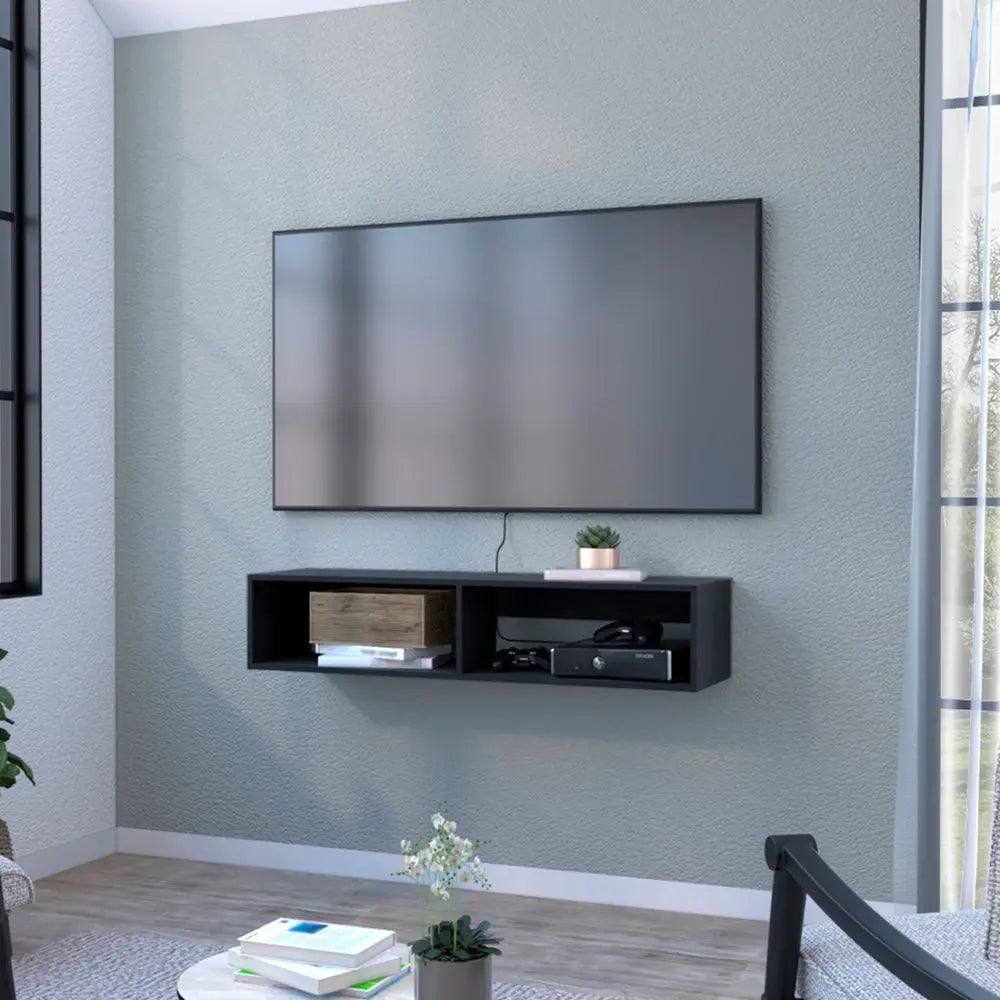 48" Black Floating Mount Entertainment Center HomeRoots