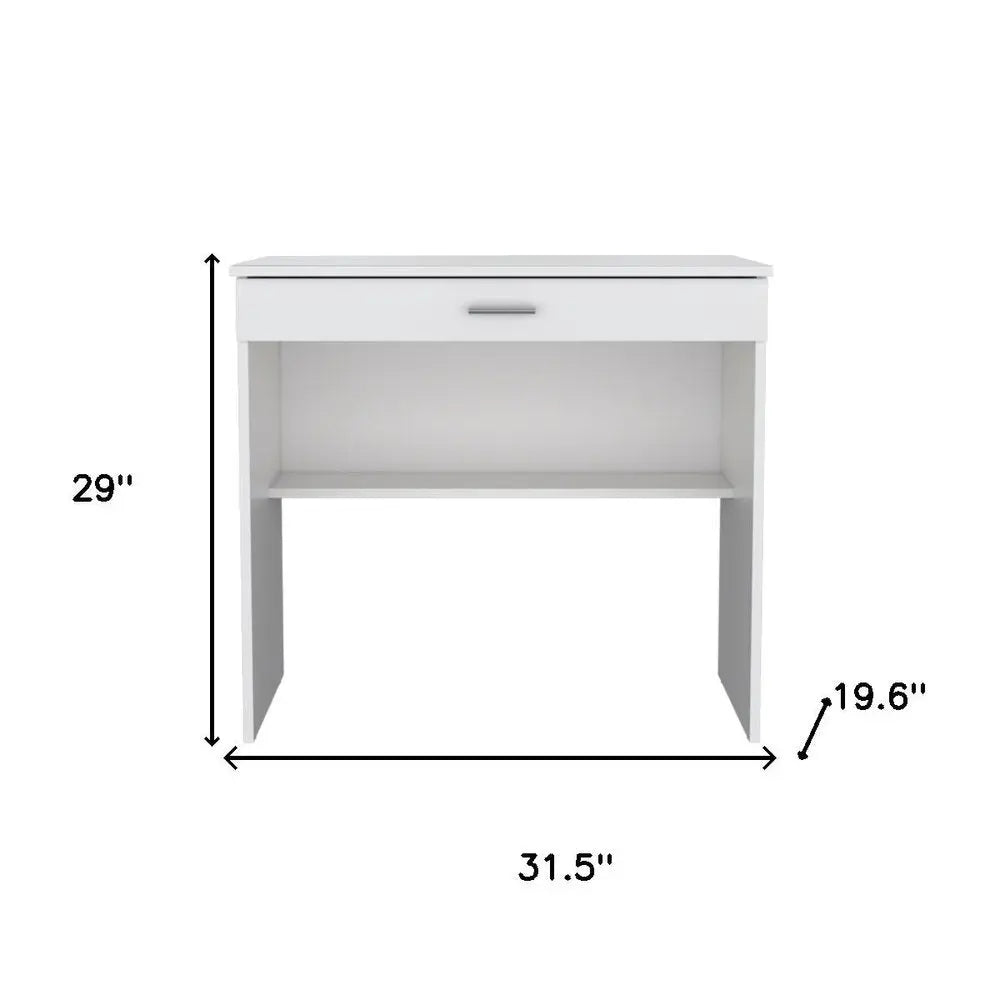 32" White Wood Computer Desk With Drawer HomeRoots