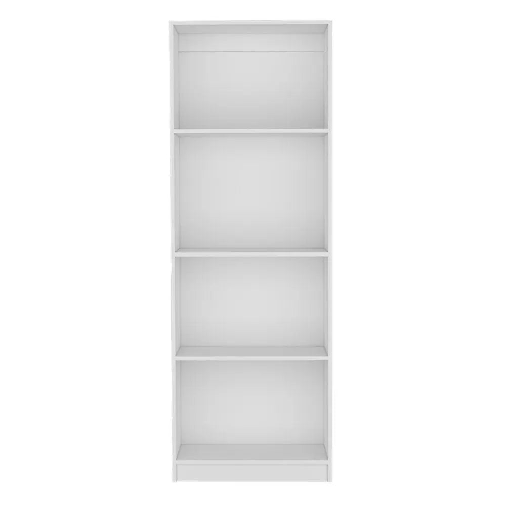 71" White Wood Four Tier Bookcase