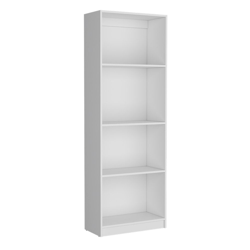 71" White Wood Four Tier Bookcase