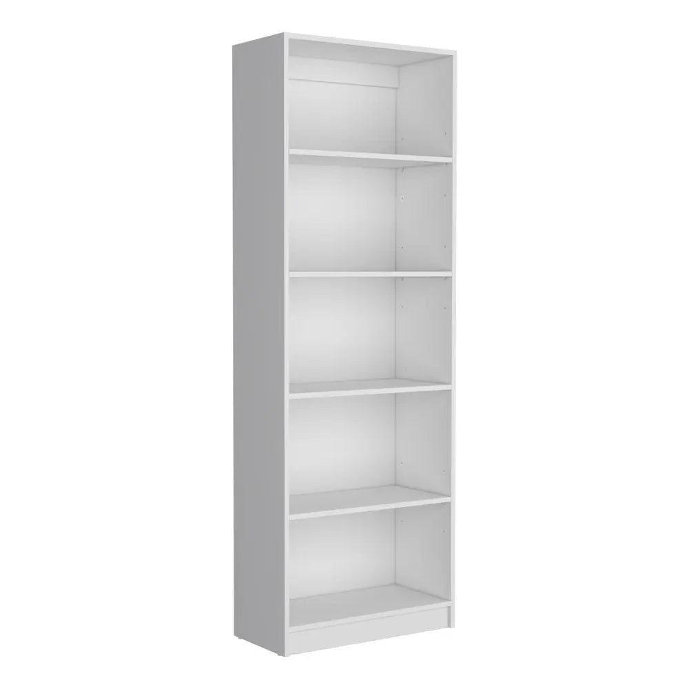 71" White Wood Five Tier Bookcase HomeRoots
