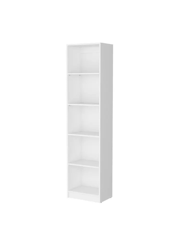 71" White Wood Five Tier Bookcase