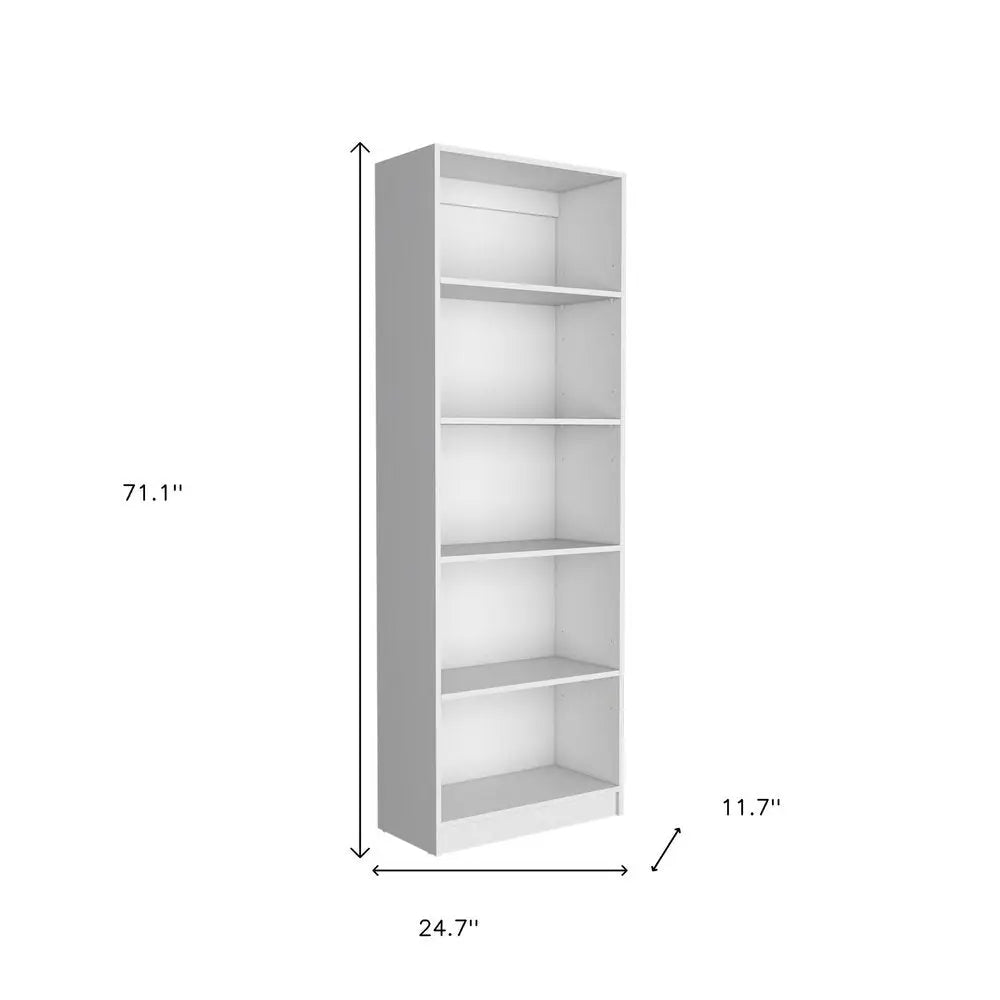 Set of Two White Wood Five Tier Modular Bookcase HomeRoots