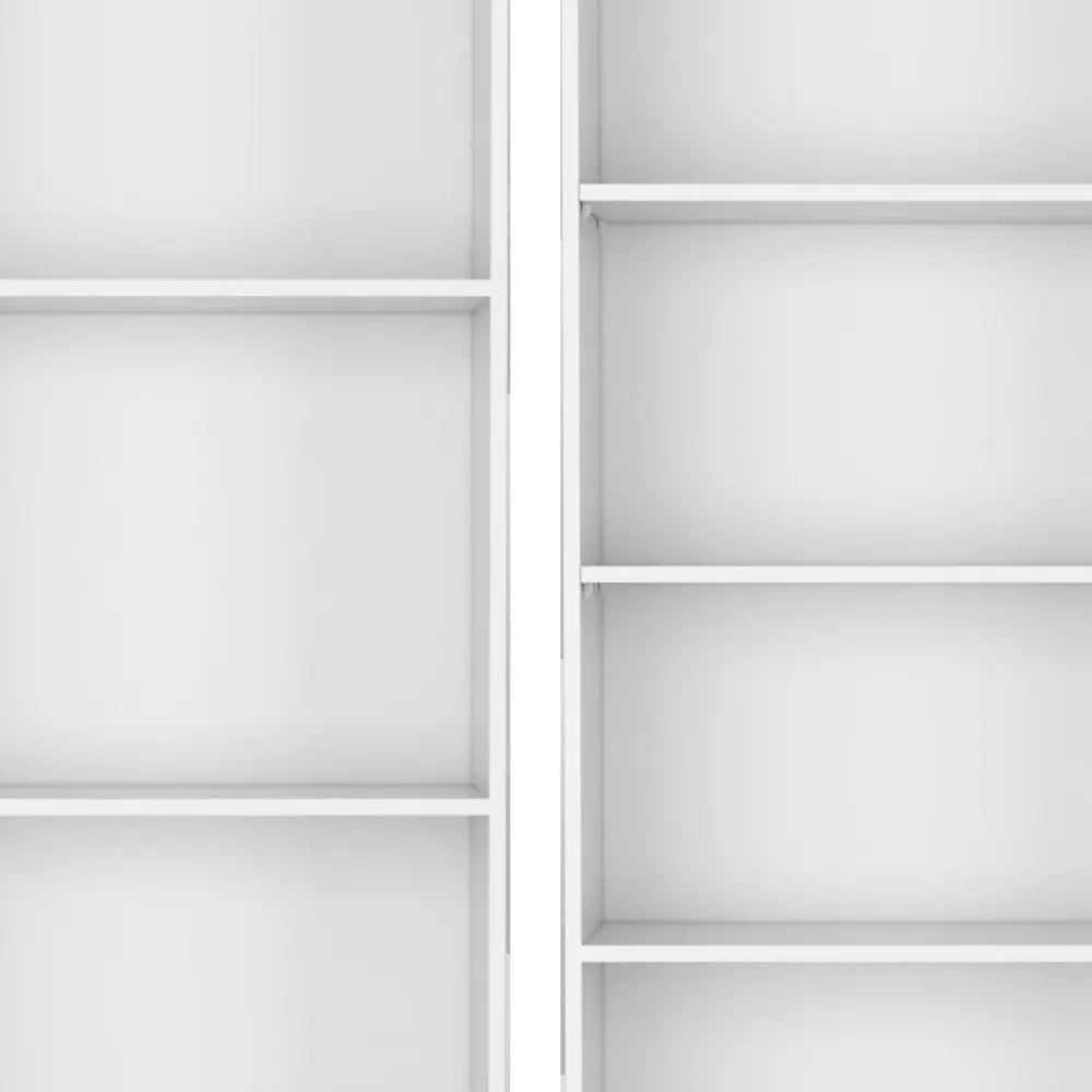 Set of Two White Wood Nine Tier Modular Bookcase HomeRoots
