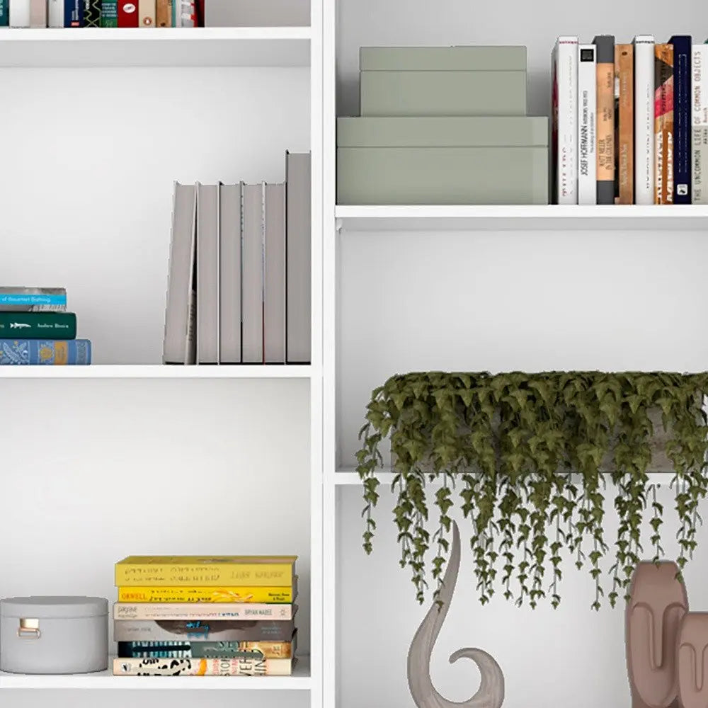 Set of Two White Wood Nine Tier Modular Bookcase HomeRoots