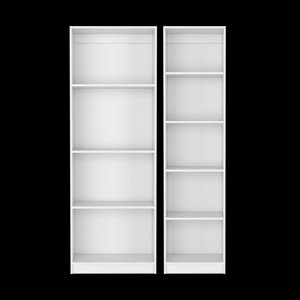 Juego de dos estanterías modulares de nueve niveles de madera blanca