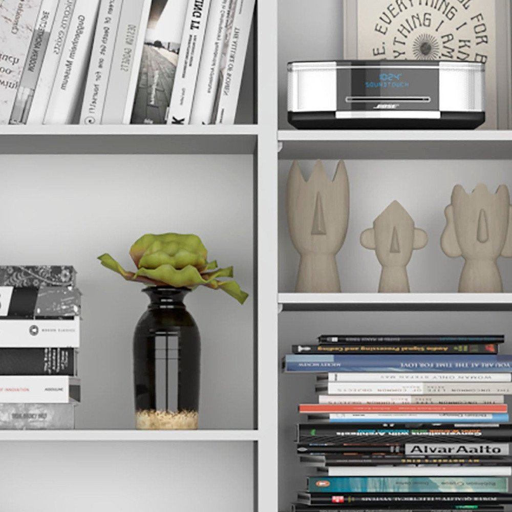 Juego de dos estanterías modulares de nueve niveles de madera blanca