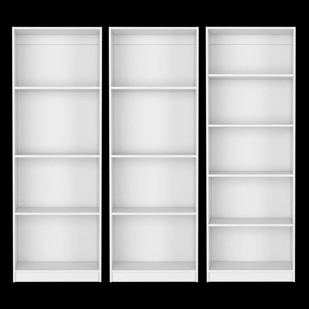 Set of Three White Wood Thirteen Tier Modular Bookcase HomeRoots