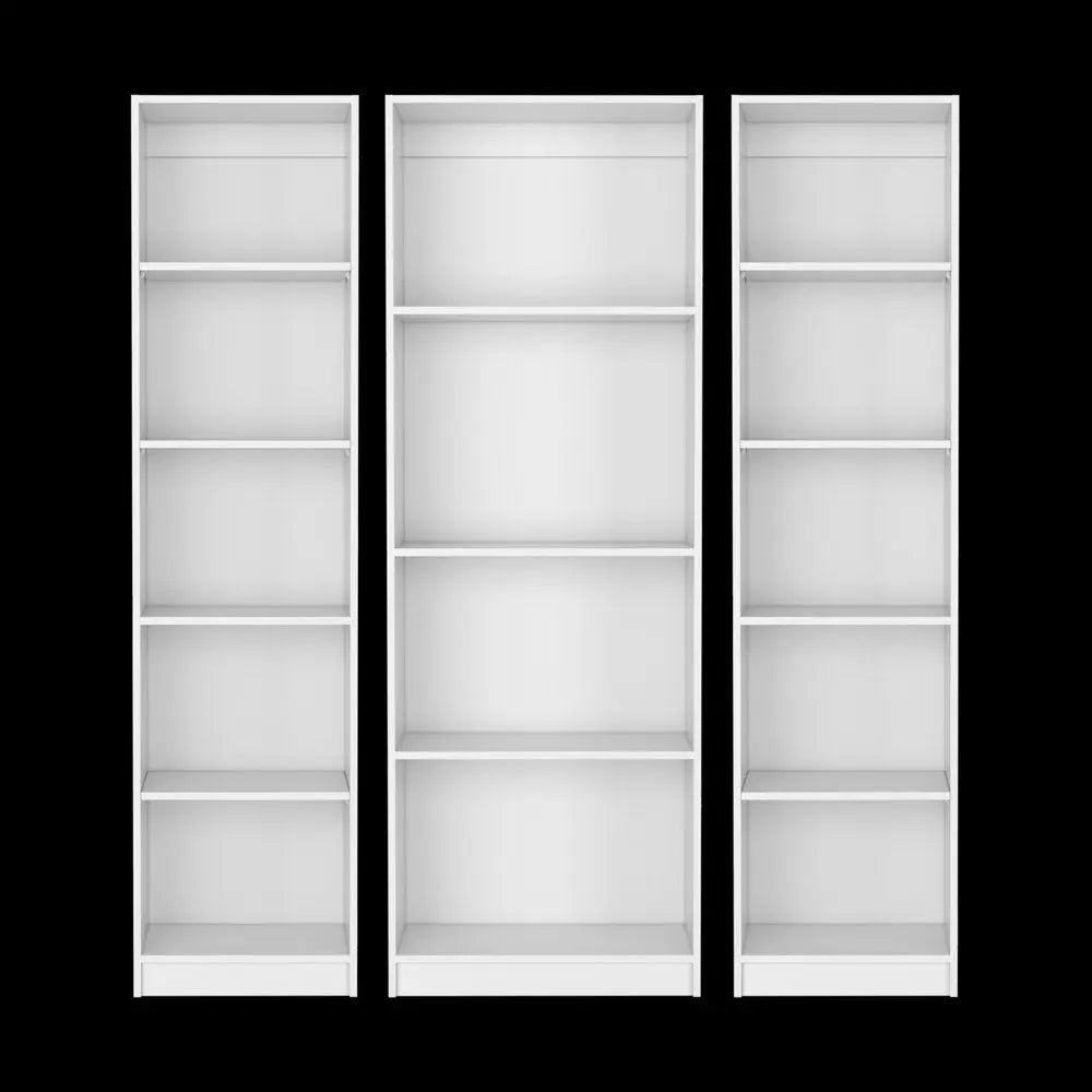 Set of Three White Wood Fourteen Tier Modular Bookcase HomeRoots