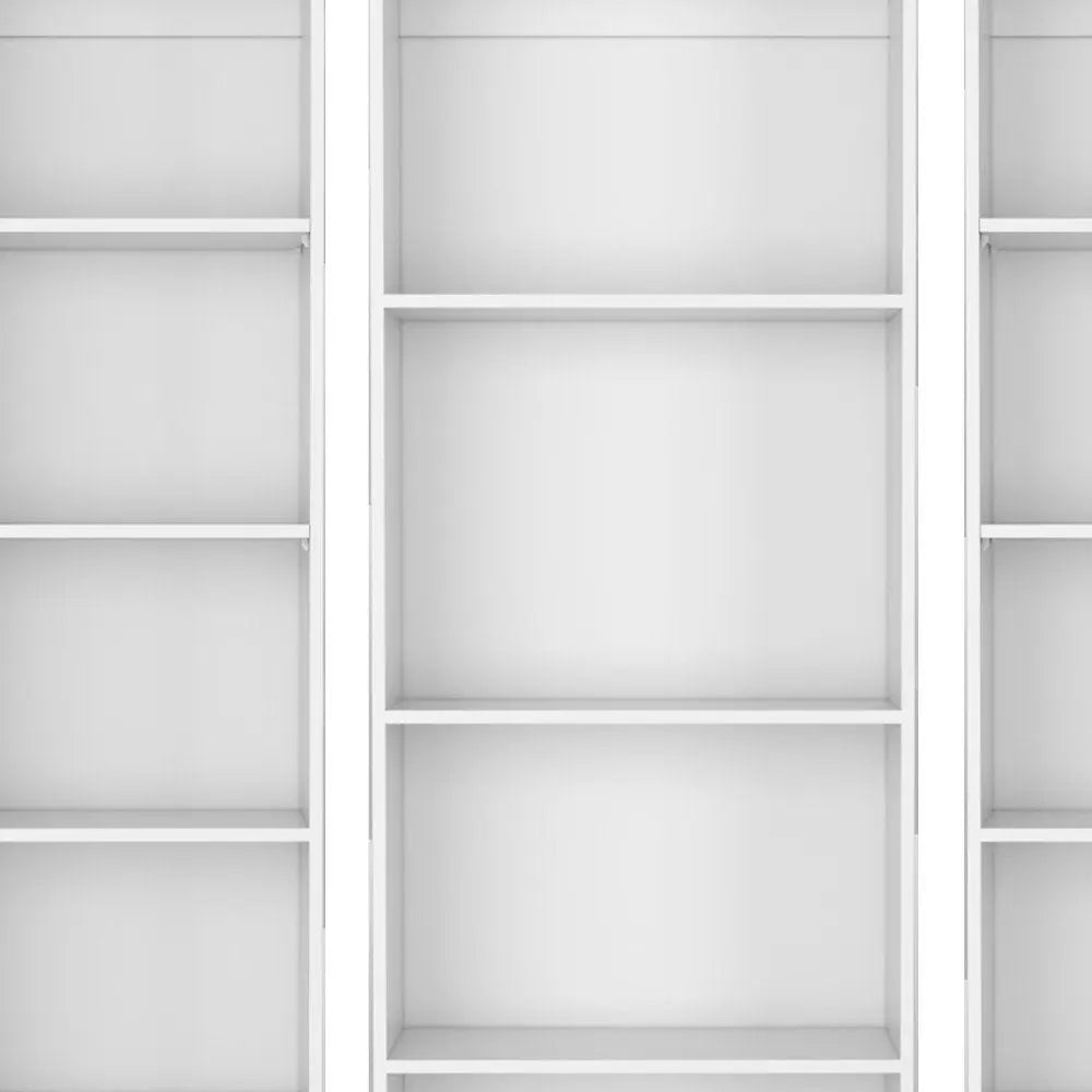 Set of Three White Wood Fourteen Tier Modular Bookcase HomeRoots