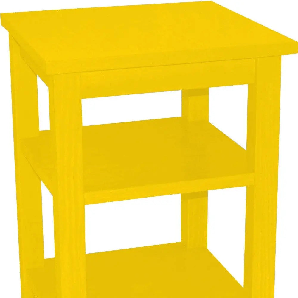 28" Yellow Solid Wood Nightstand HomeRoots