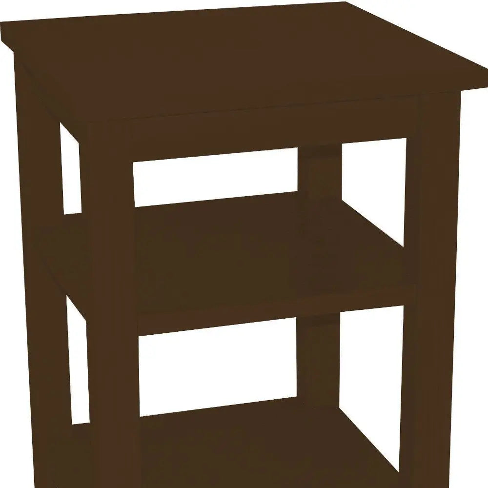 28" Dark Brown Solid Wood Nightstand HomeRoots