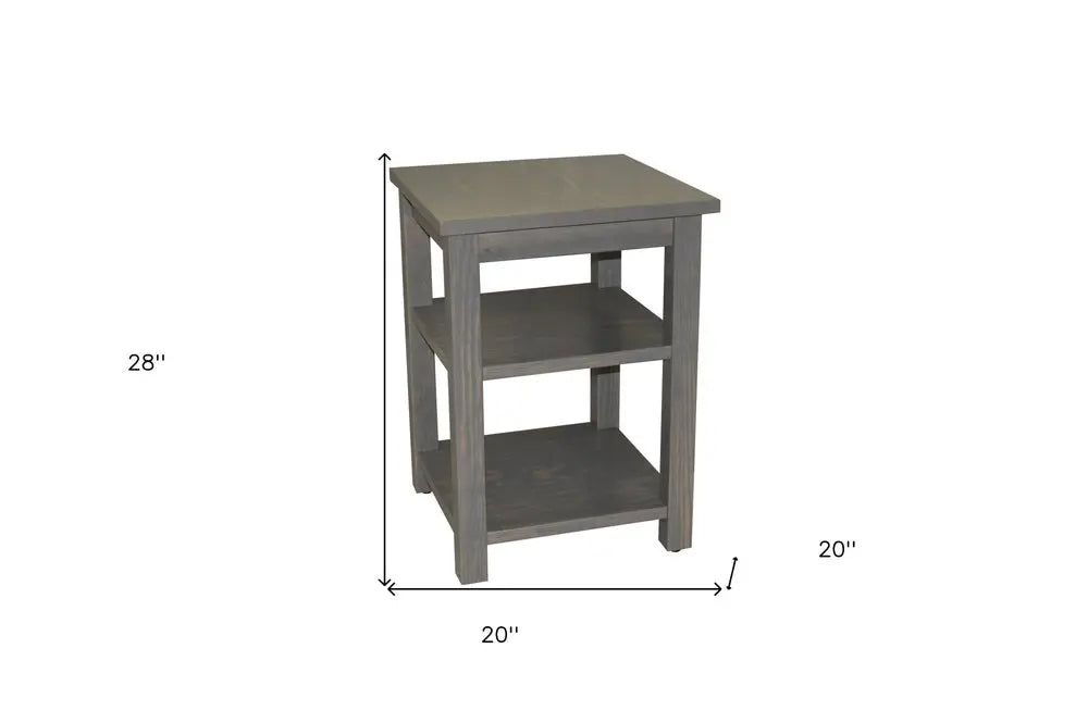 28" Gray Solid Wood Nightstand HomeRoots