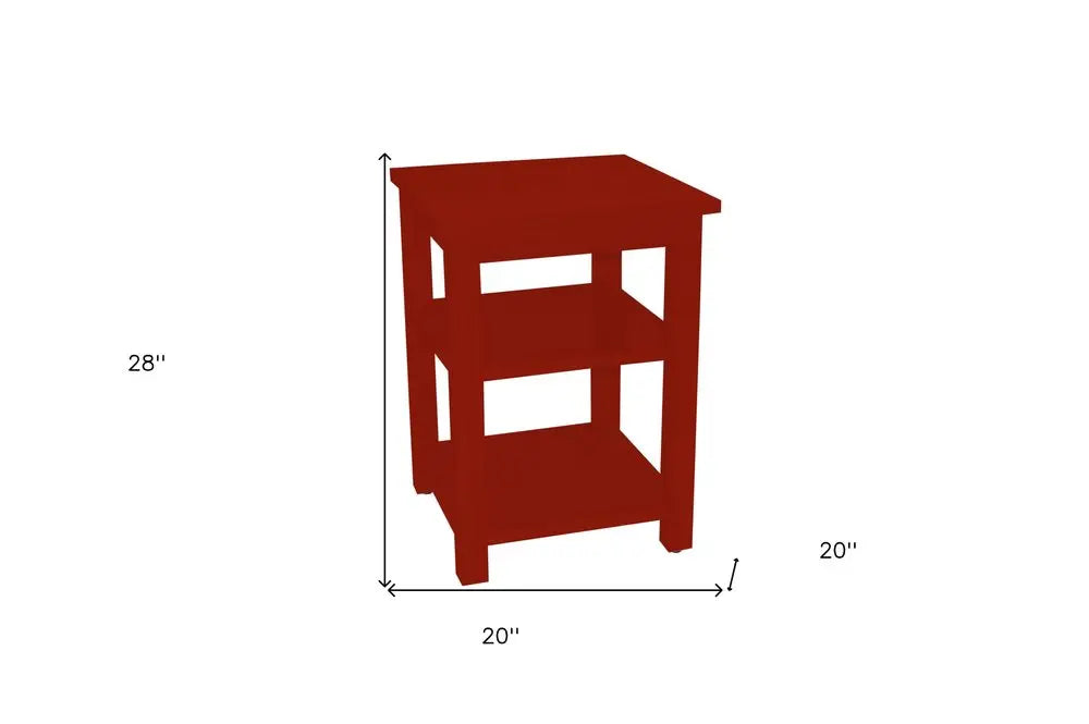 28" Red Solid Wood Nightstand HomeRoots