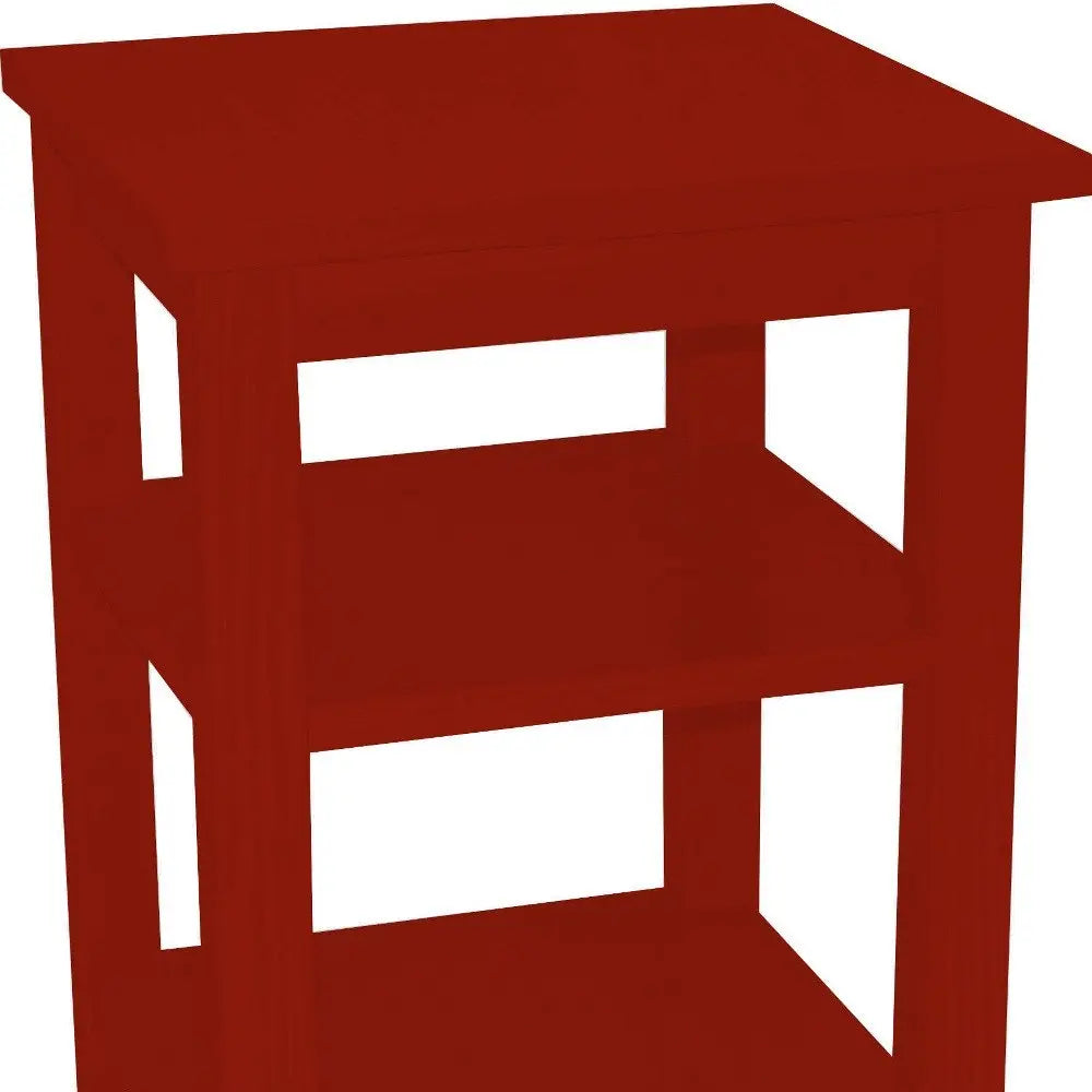 28" Red Solid Wood Nightstand HomeRoots