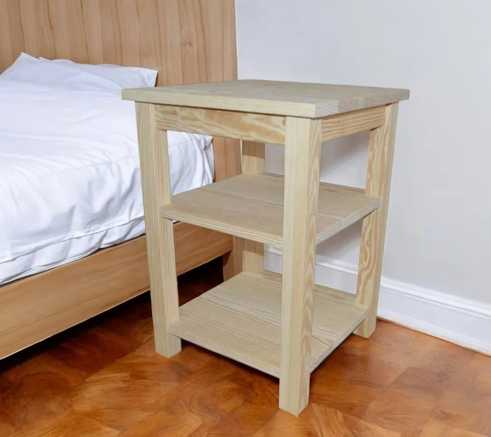 28" Tan Solid Wood Nightstand HomeRoots