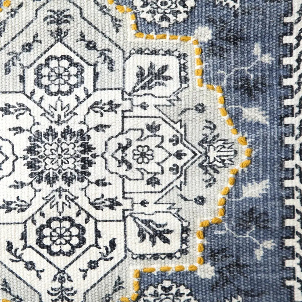 26" X 49" Blue And White Flower Floral Cotton Macrame Hanging Tapestry HomeRoots