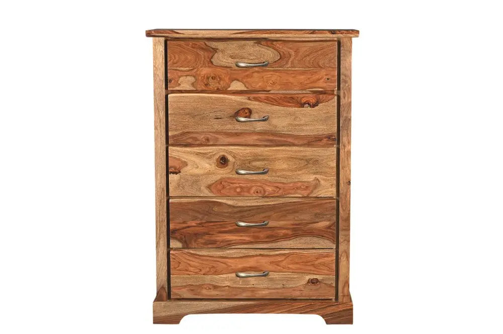 36" Dark Brown Solid Wood Five Drawer Chest HomeRoots