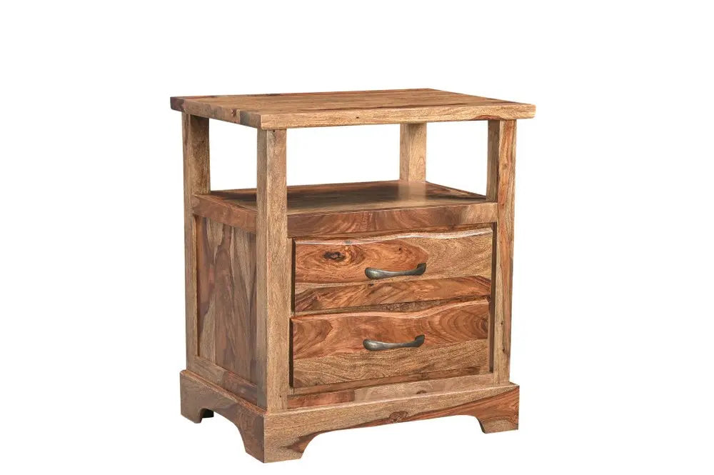 27" Brown Solid Wood Two Drawer Nightstand HomeRoots