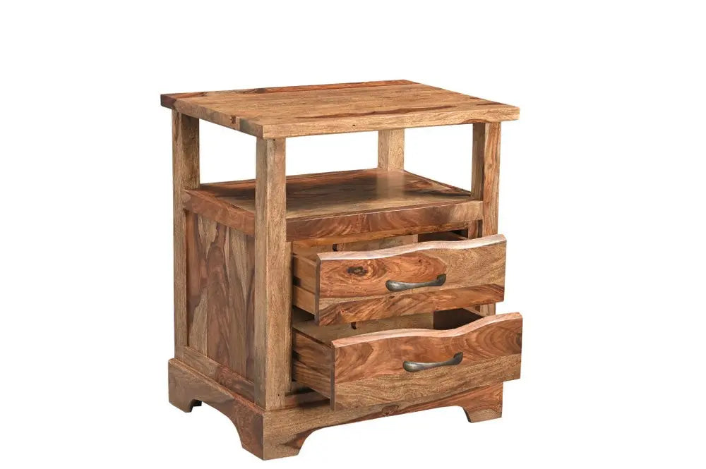 27" Brown Solid Wood Two Drawer Nightstand HomeRoots