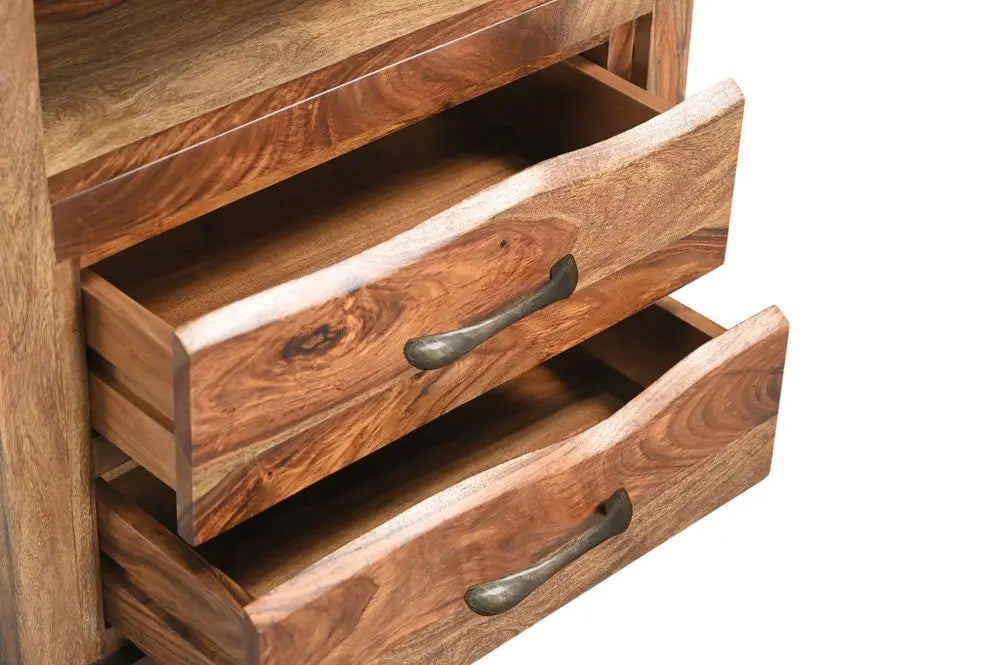 27" Brown Solid Wood Two Drawer Nightstand HomeRoots