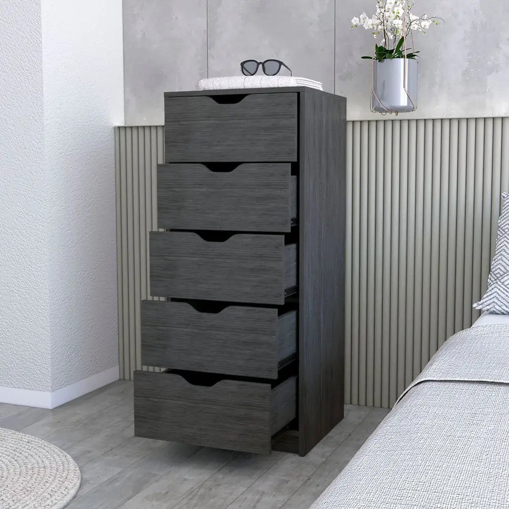 18" Gray Five Drawer Standard Chest HomeRoots