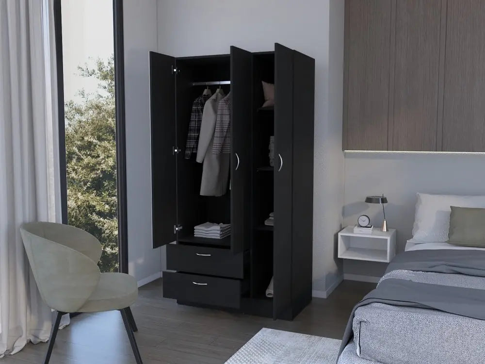 71" Black Mirrored Two Door Two Drawer Combo Dresser HomeRoots