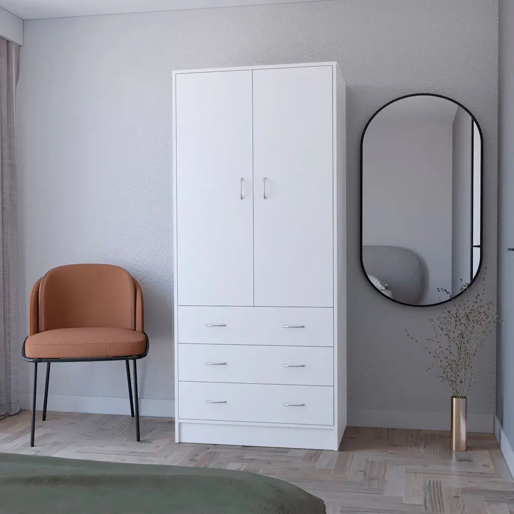 71" White Two Door Three Drawer Combo Dresser HomeRoots