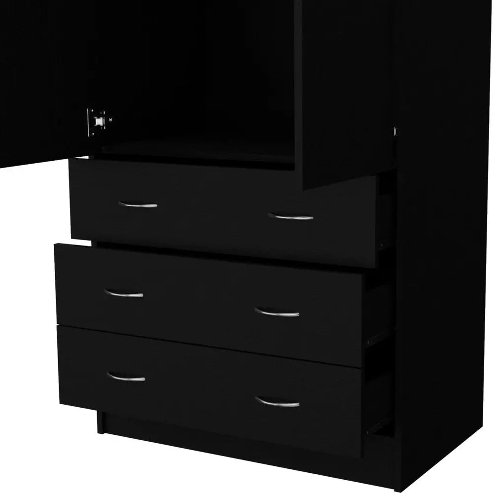 71" Black Two Door Three Drawer Combo Dresser HomeRoots