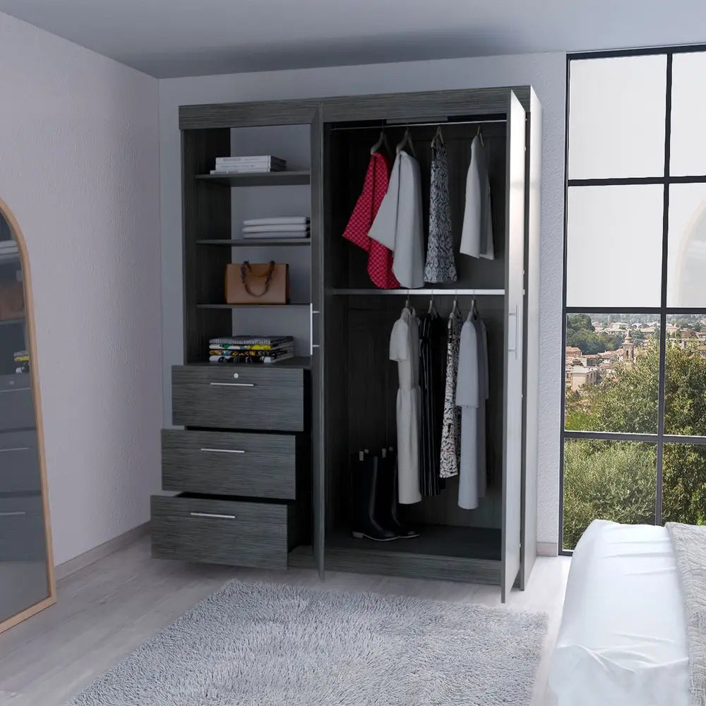 59" Gray Three Drawer Combo Dresser HomeRoots