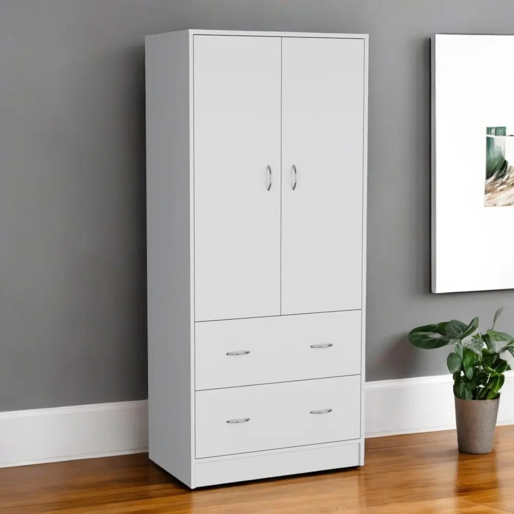 71" White Two Door Two Drawer Combo Dresser HomeRoots