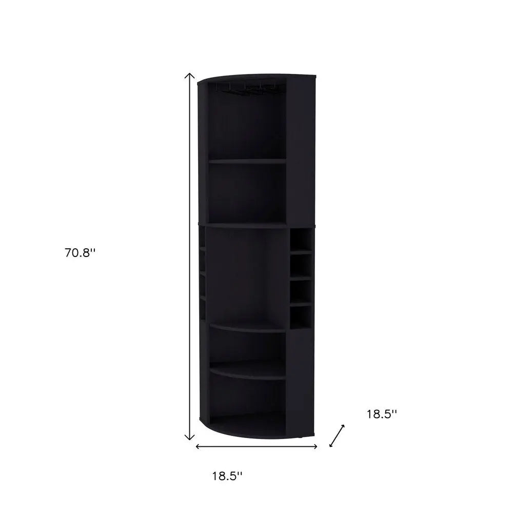 71" Black Wood Corner Bar Cabinet HomeRoots