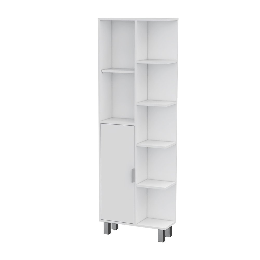 Gabinete decorativo de madera blanca de 63" con una puerta