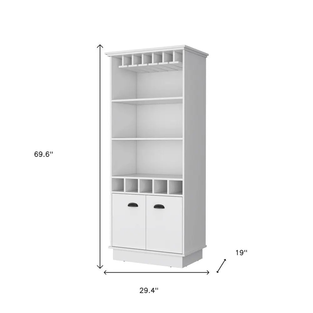 29" White Wood Bar Cabinet With Two Doors HomeRoots