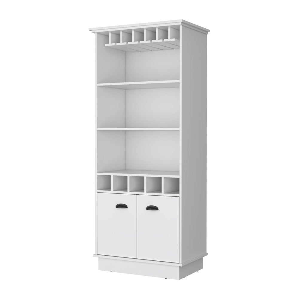 29" White Wood Bar Cabinet With Two Doors