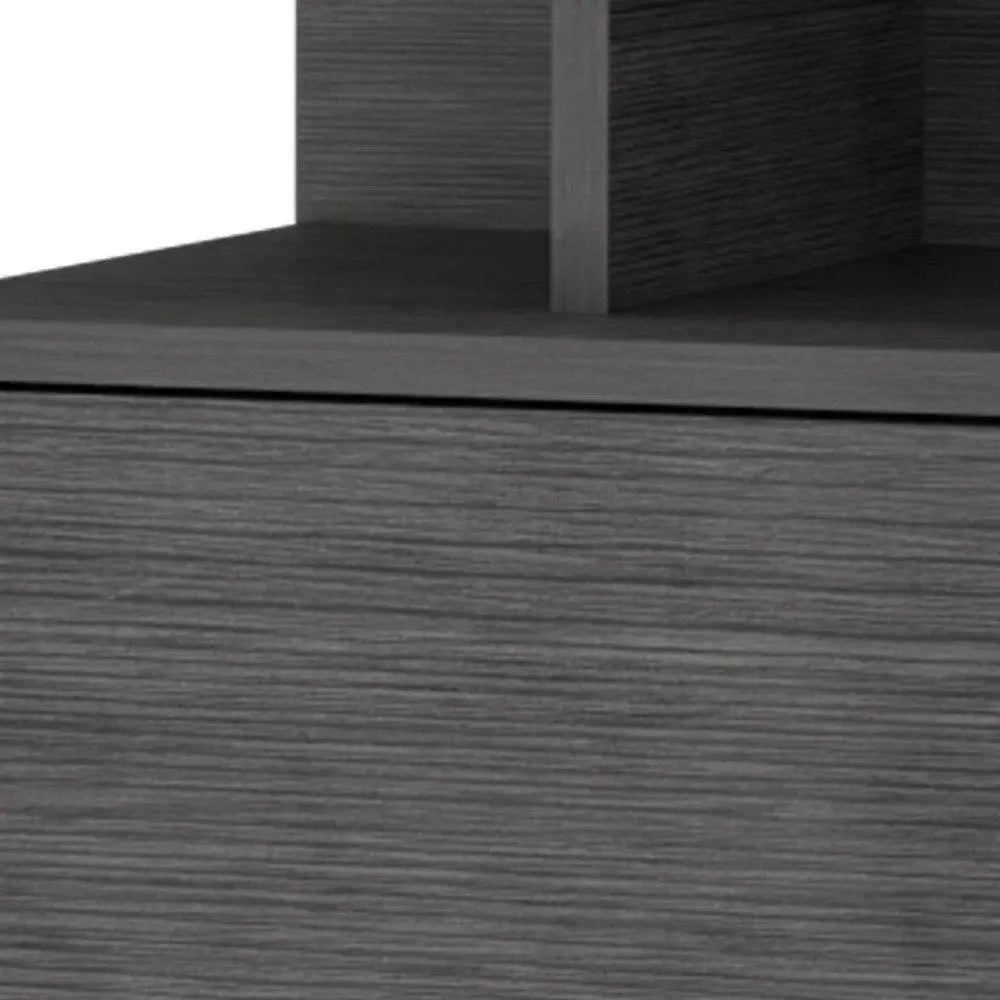 12" Gray Wood One Drawer Floating Nightstand HomeRoots