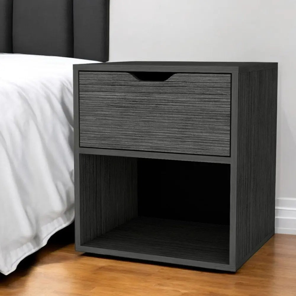 20" Gray Wood One Drawer Nightstand HomeRoots