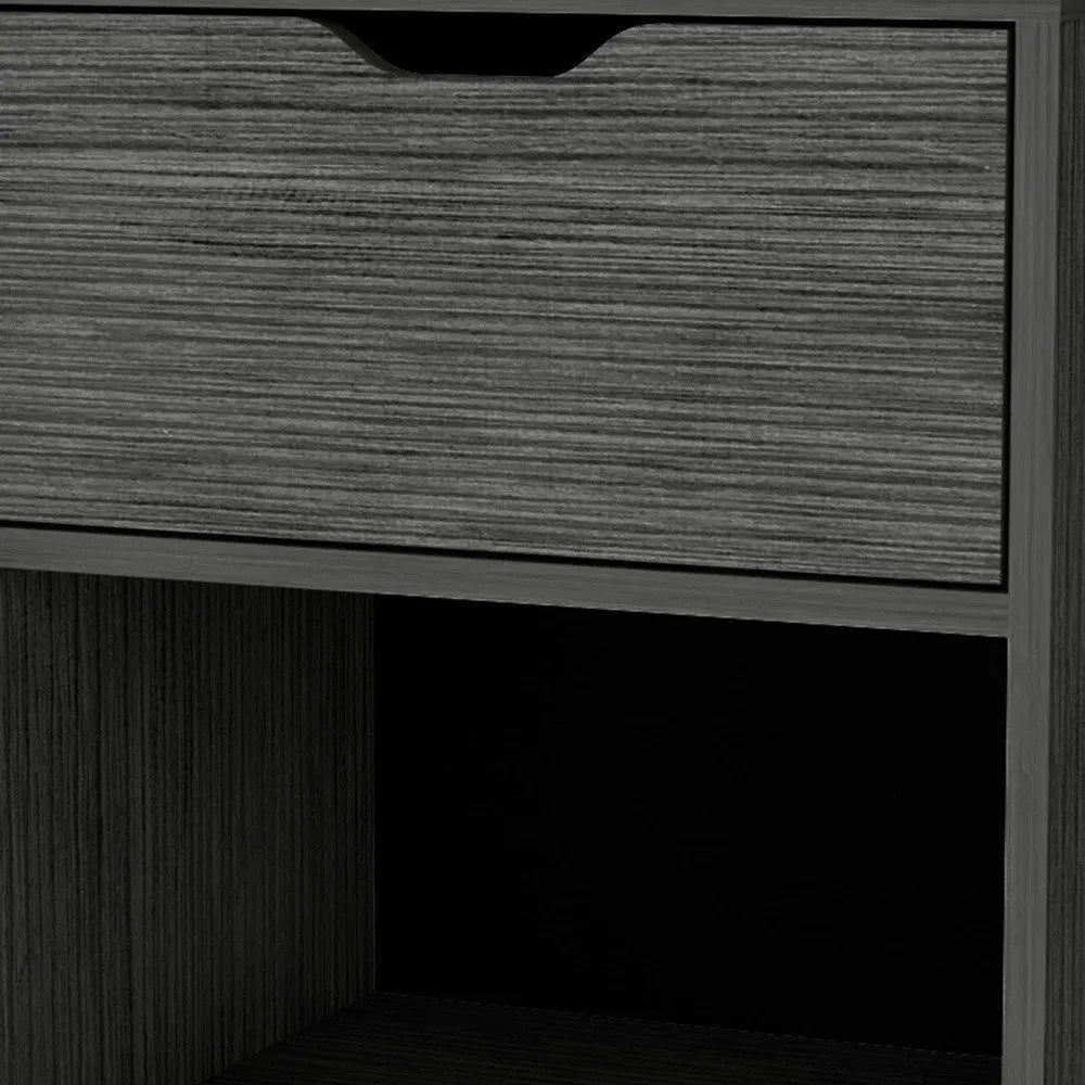 20" Gray Wood One Drawer Nightstand HomeRoots