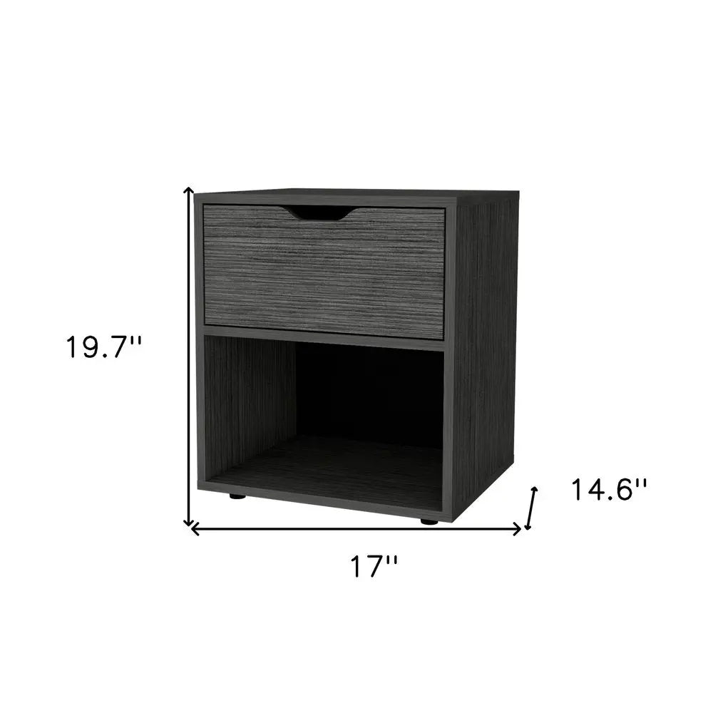 20" Gray Wood One Drawer Nightstand HomeRoots
