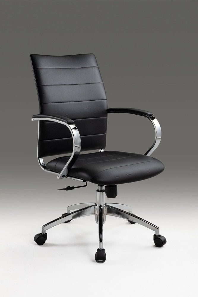 Black and Silver Adjustable Height Swivel Rolling Office Chair