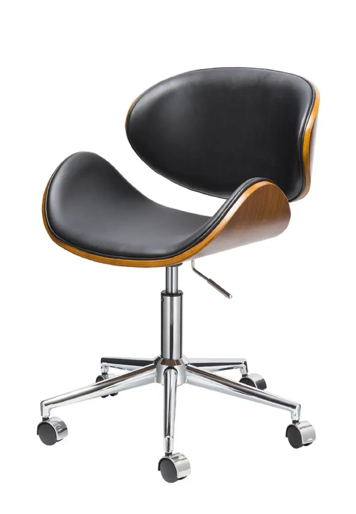 Brown Black and Silver Adjustable Height Swivel Rolling Office Chair HomeRoots