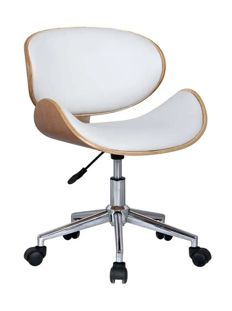 Brown White and Silver Adjustable Height Swivel Rolling Office Chair HomeRoots