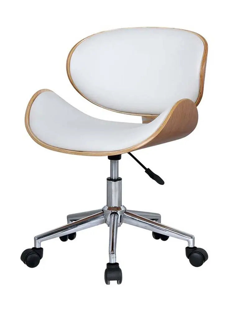 Brown White and Silver Adjustable Height Swivel Rolling Office Chair HomeRoots