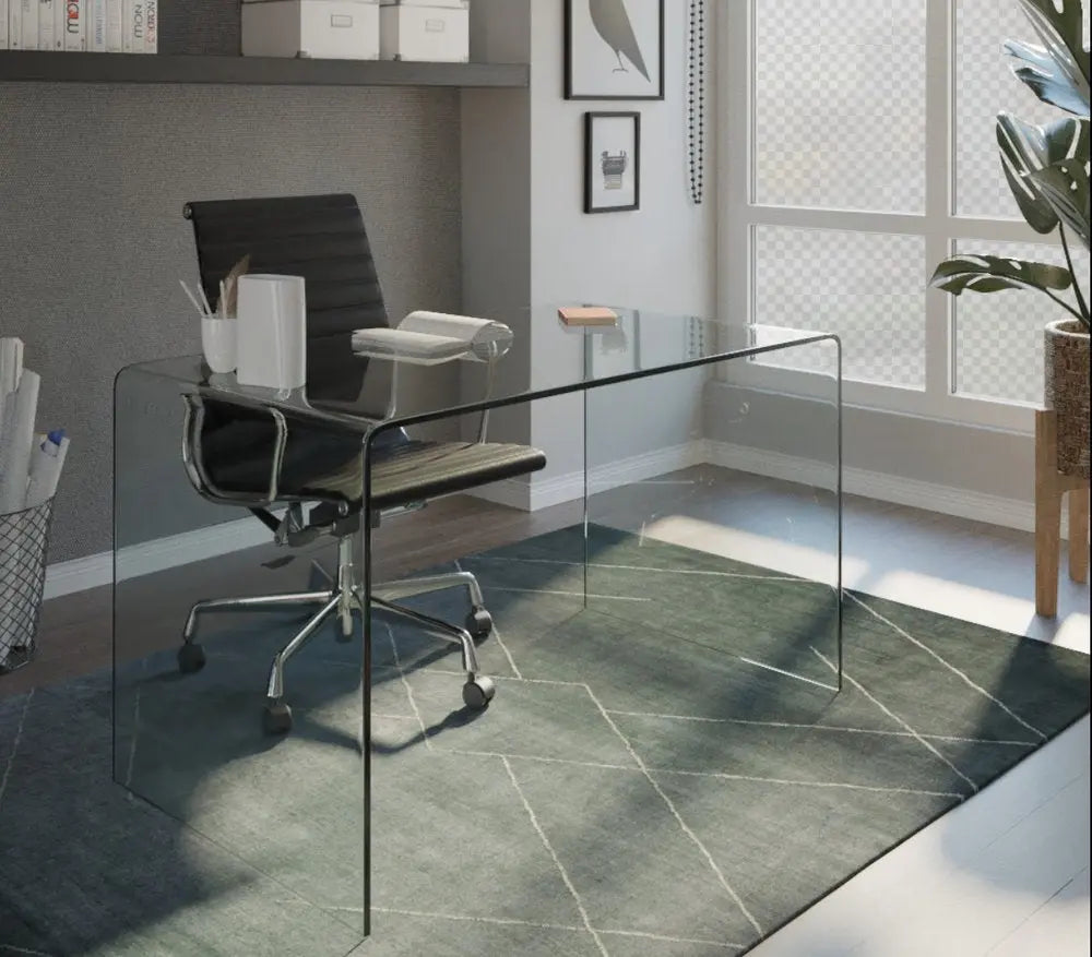 43" Clear Glass Computer Desk