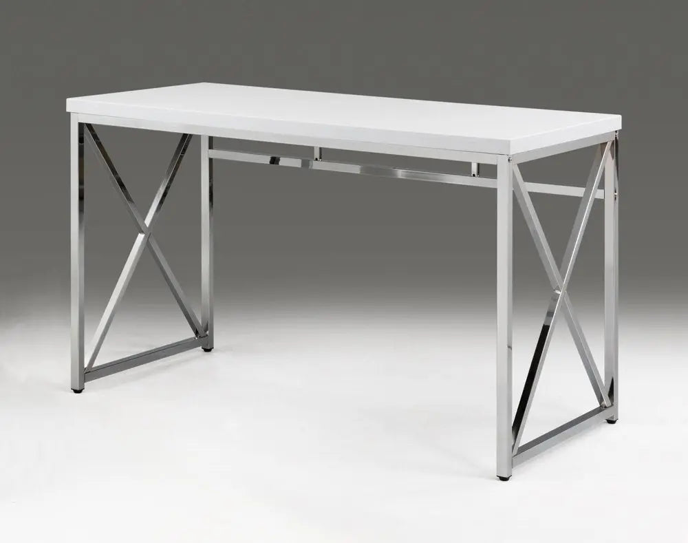 47" White and Silver Wood and Metal Computer Desk HomeRoots