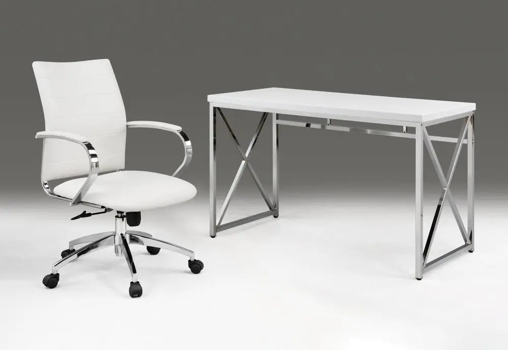 47" White and Silver Wood and Metal Computer Desk HomeRoots